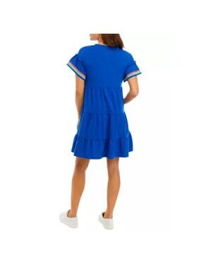 Crown & Ivy Women's Flutter Sleeve Tiered Dress Blue Womens Sz Med NWT/$60MSRP
